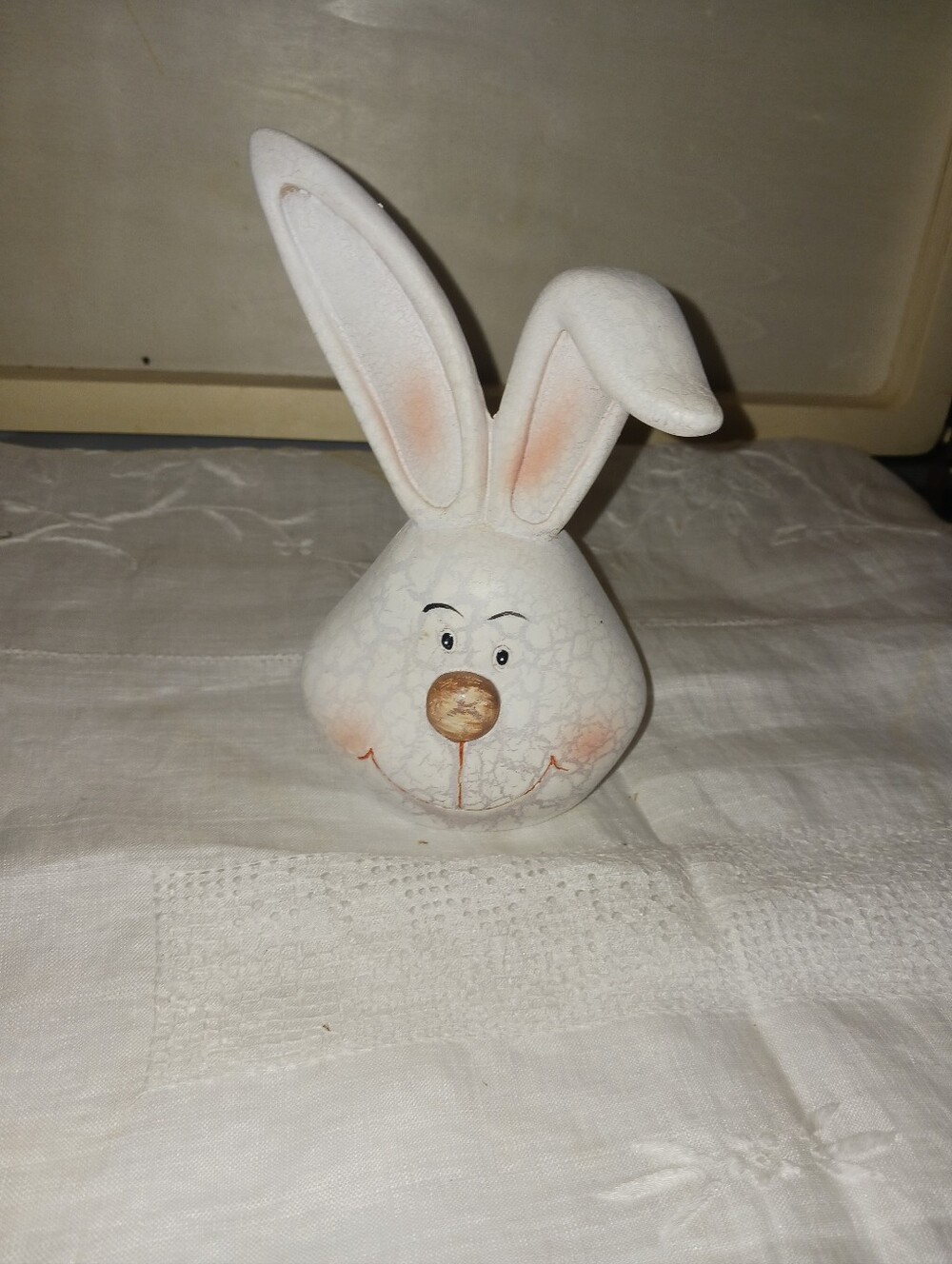 Adorable Bunny Figurine with Pink Accents